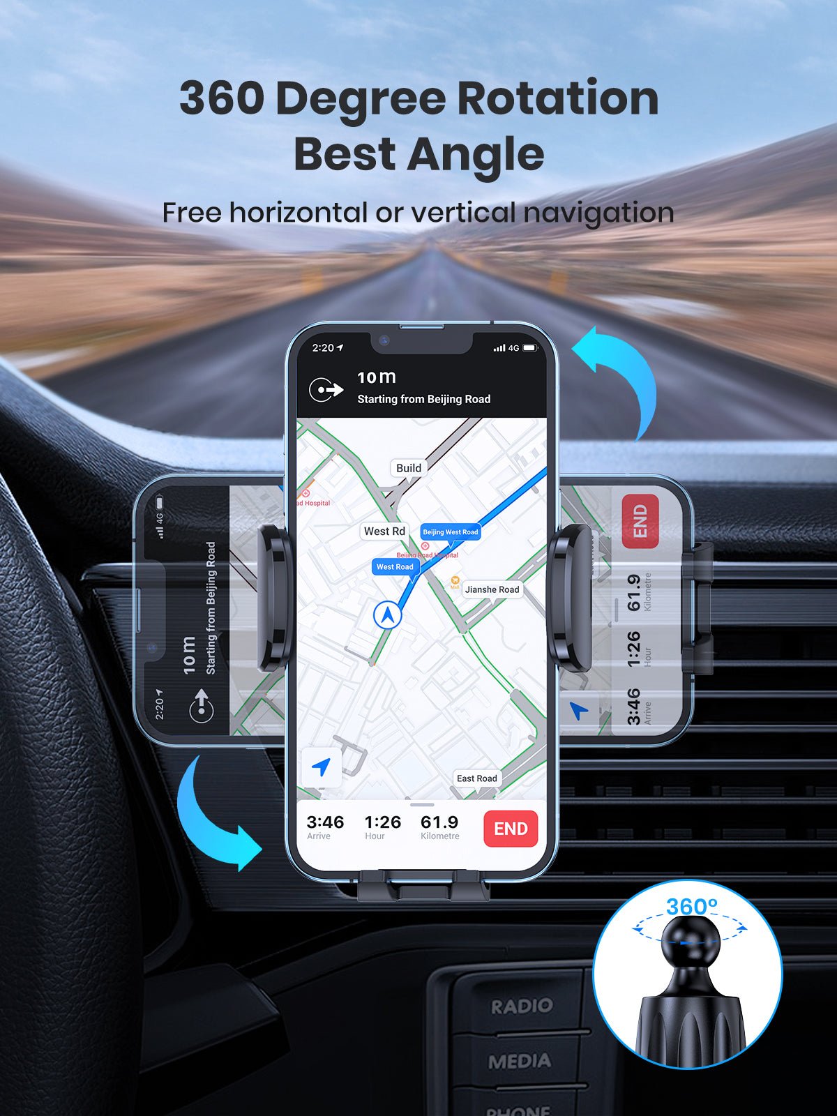 TOPK D35 Phone Mount For Car Air Vent - TOPK Official Store