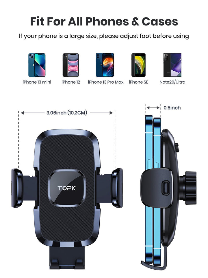 TOPK D35X Phone Mount for Car Dashboard and Windshield - TOPK Official Store