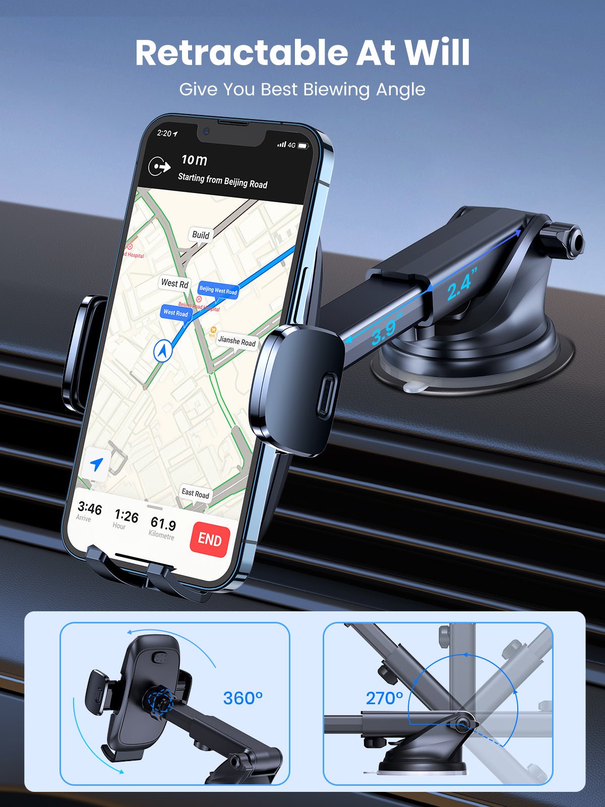 TOPK D35X Phone Mount for Car Dashboard and Windshield - TOPK Official Store