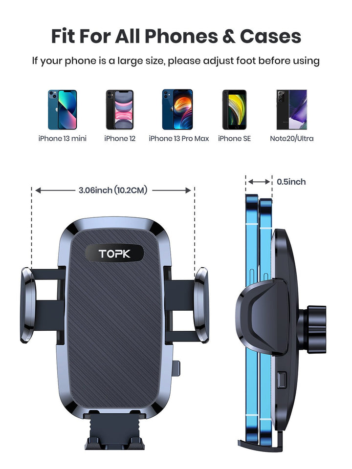TOPK D36 Phone Holder for Car Dashboard and Air Vent - TOPK Official Store