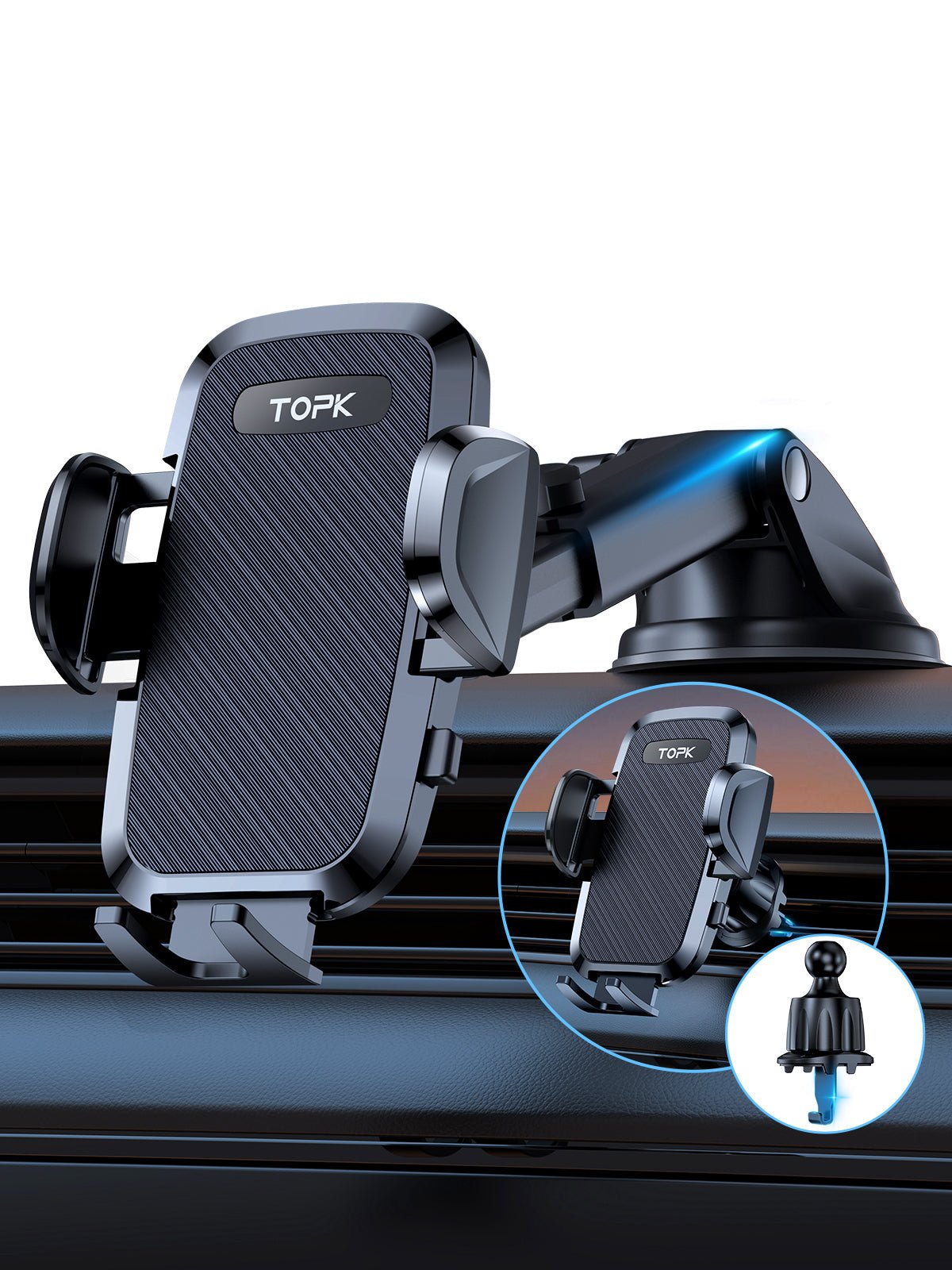 TOPK D36 Phone Holder for Car Dashboard and Air Vent - TOPK Official Store