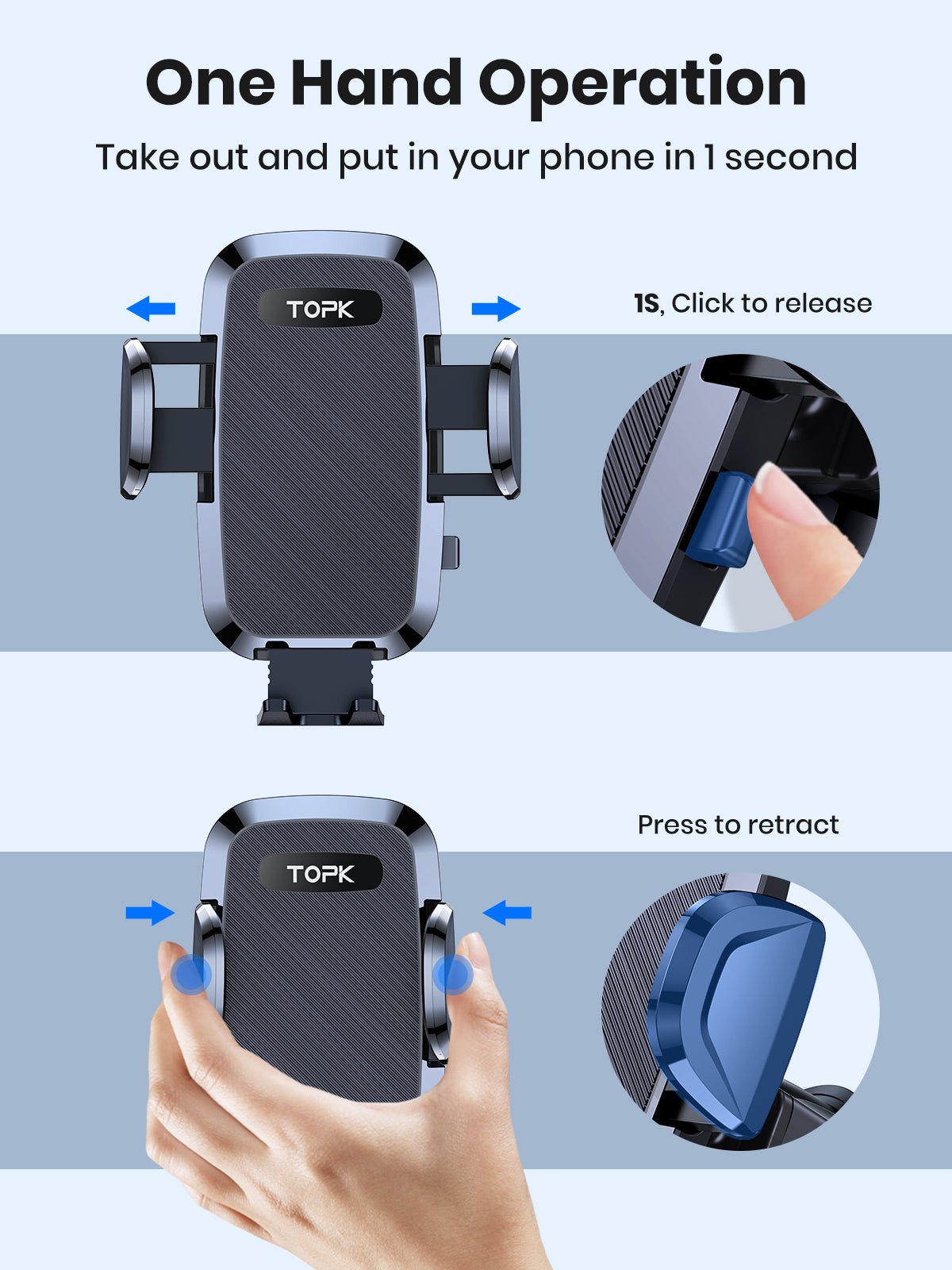 TOPK D36-X Phone Holder for Car Dashboard and Windshield