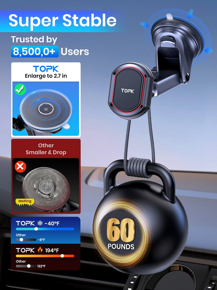 TOPK D37X Magnetic Phone Mount For Car Dashboard and Windshield - TOPK Official Store