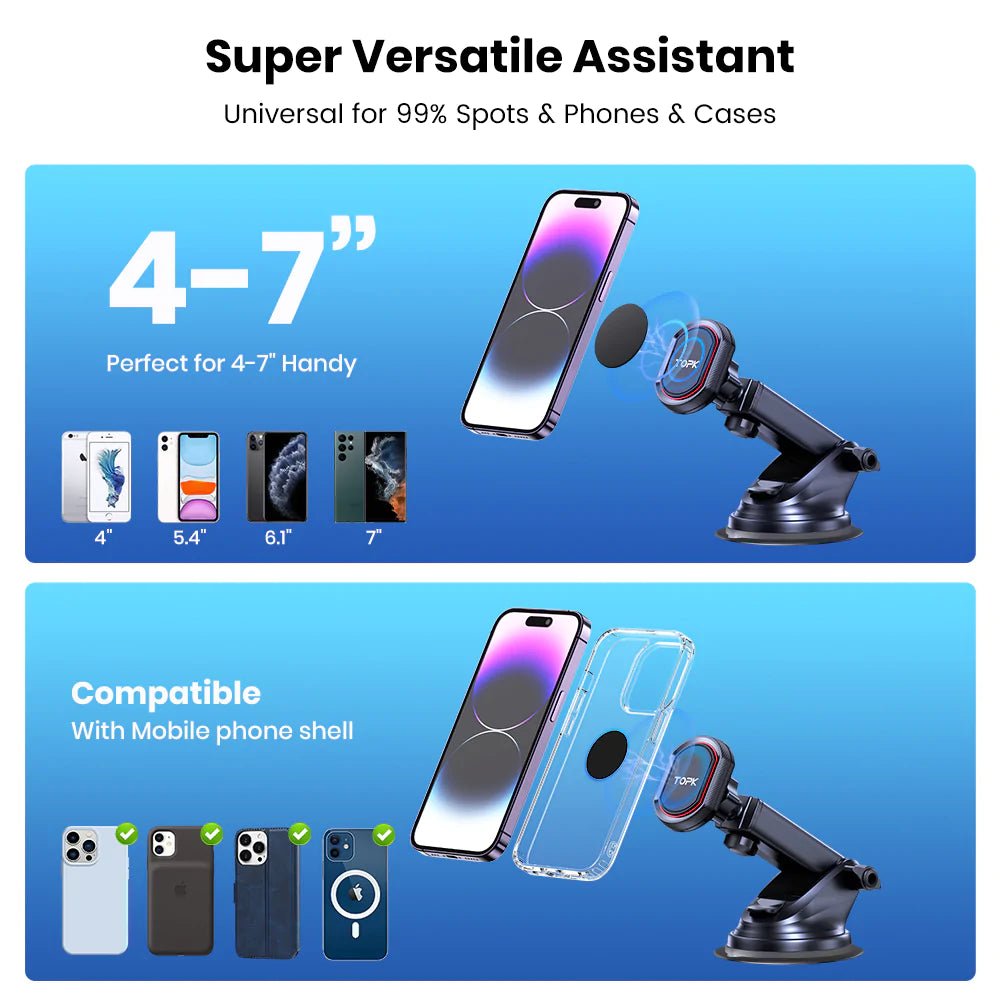 TOPK D37Z Magnetic Phone Mount For Car Dashboard and Air Vent - TOPK Official Store