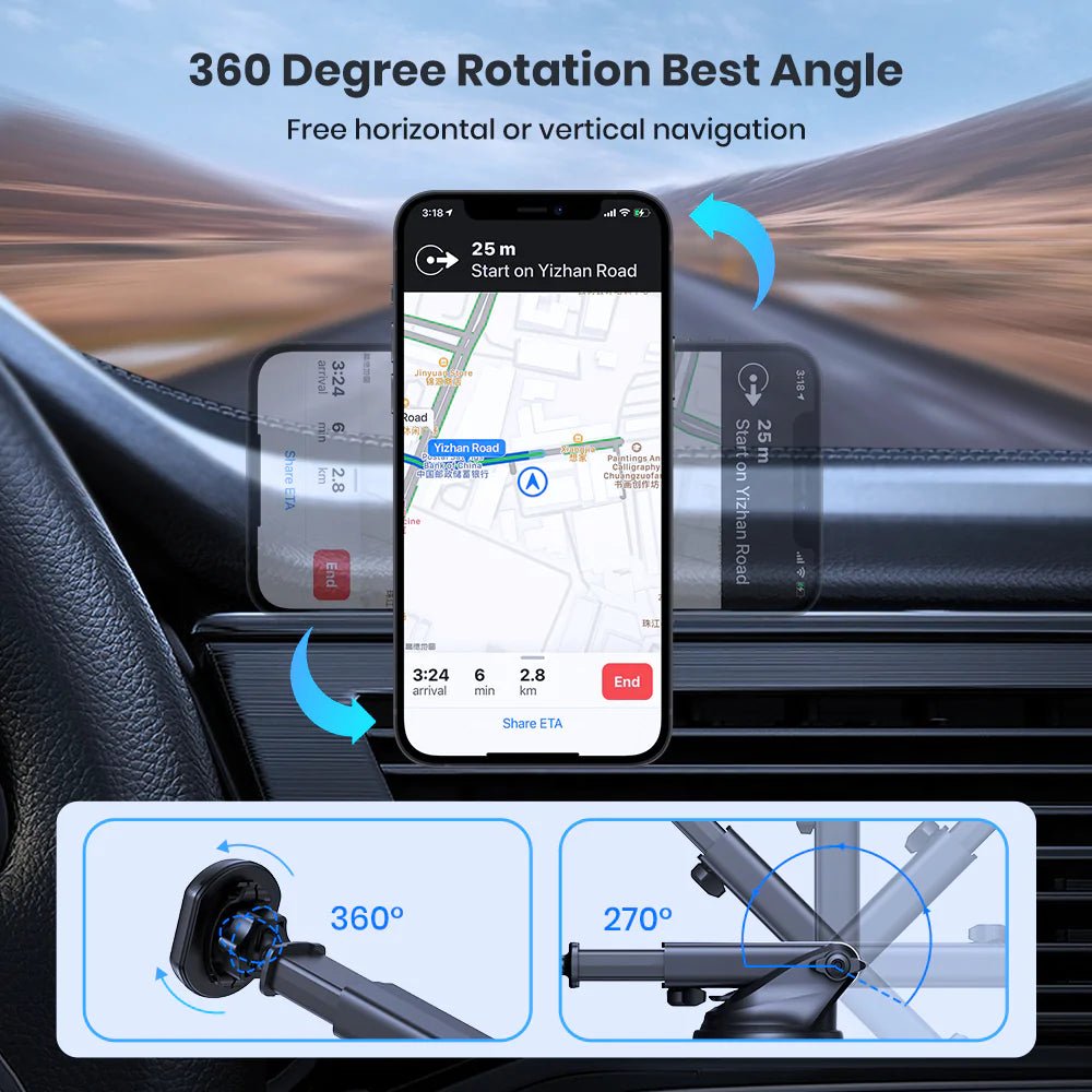 TOPK D37Z Magnetic Phone Mount For Car Dashboard and Air Vent - TOPK Official Store