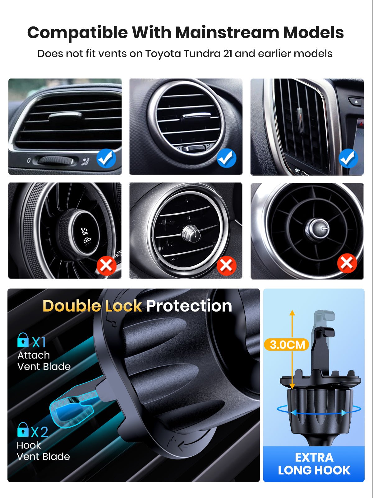 TOPK D38-G Phone Holder for Car Air Vent - TOPK Official Store