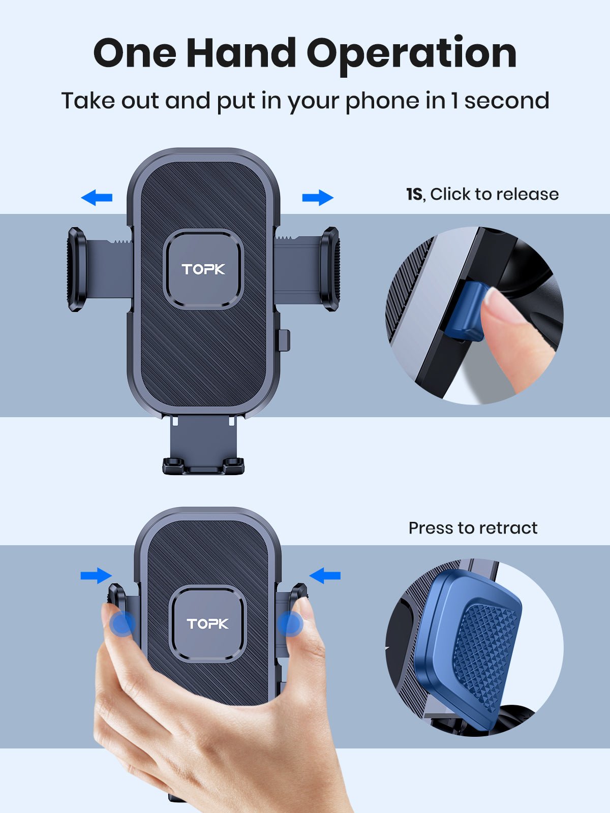 TOPK D38-G Phone Holder for Car Air Vent - TOPK Official Store