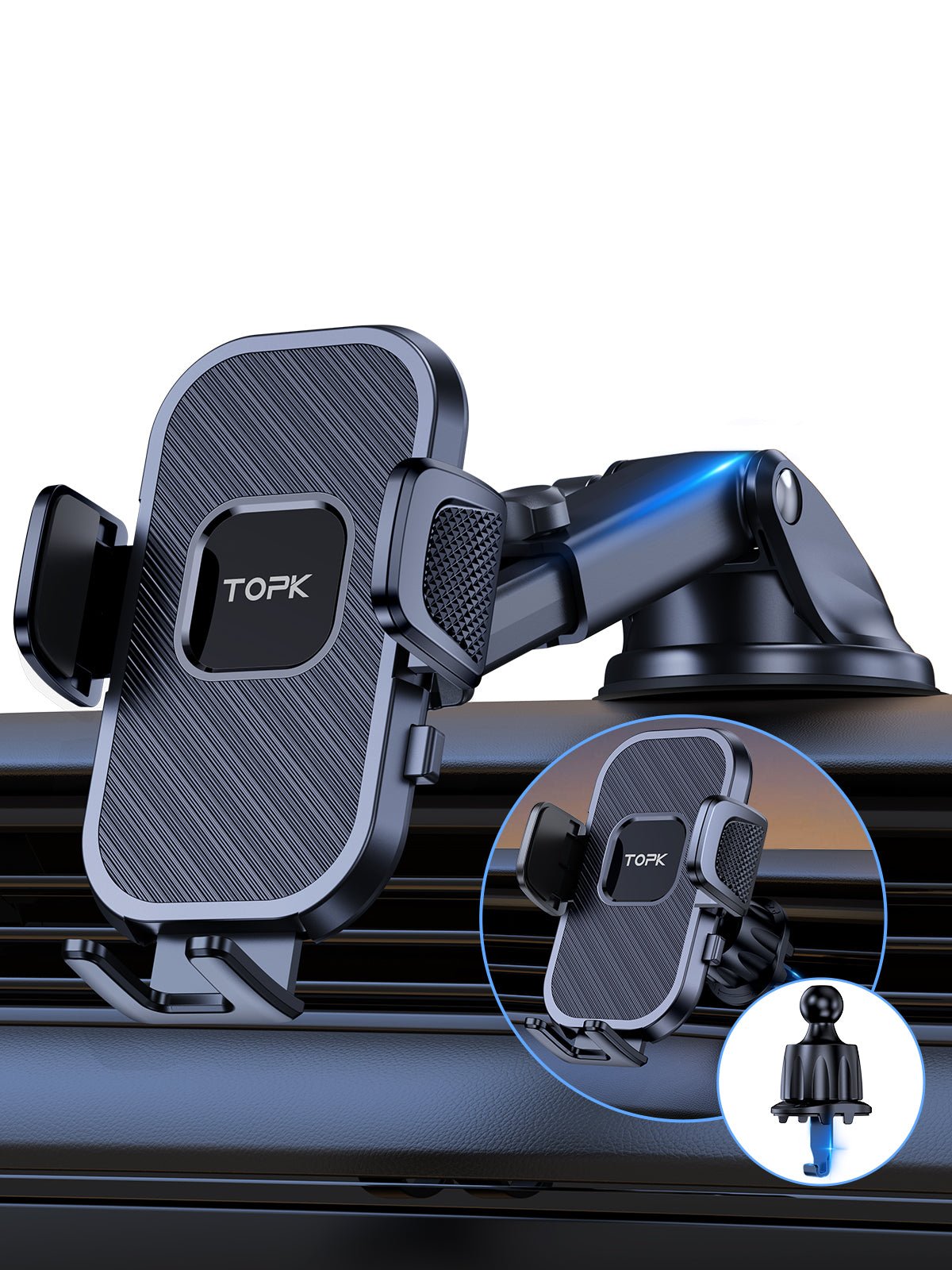 TOPK D38-X Phone Holder for Car Dashboard and Air Vent - TOPK Official Store