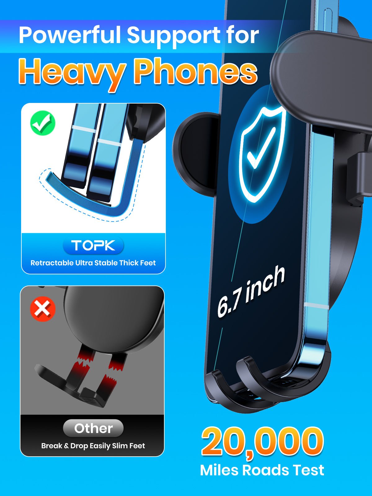 TOPK D39-G Phone Holder for Dashboard and Windshield - TOPK Official Store