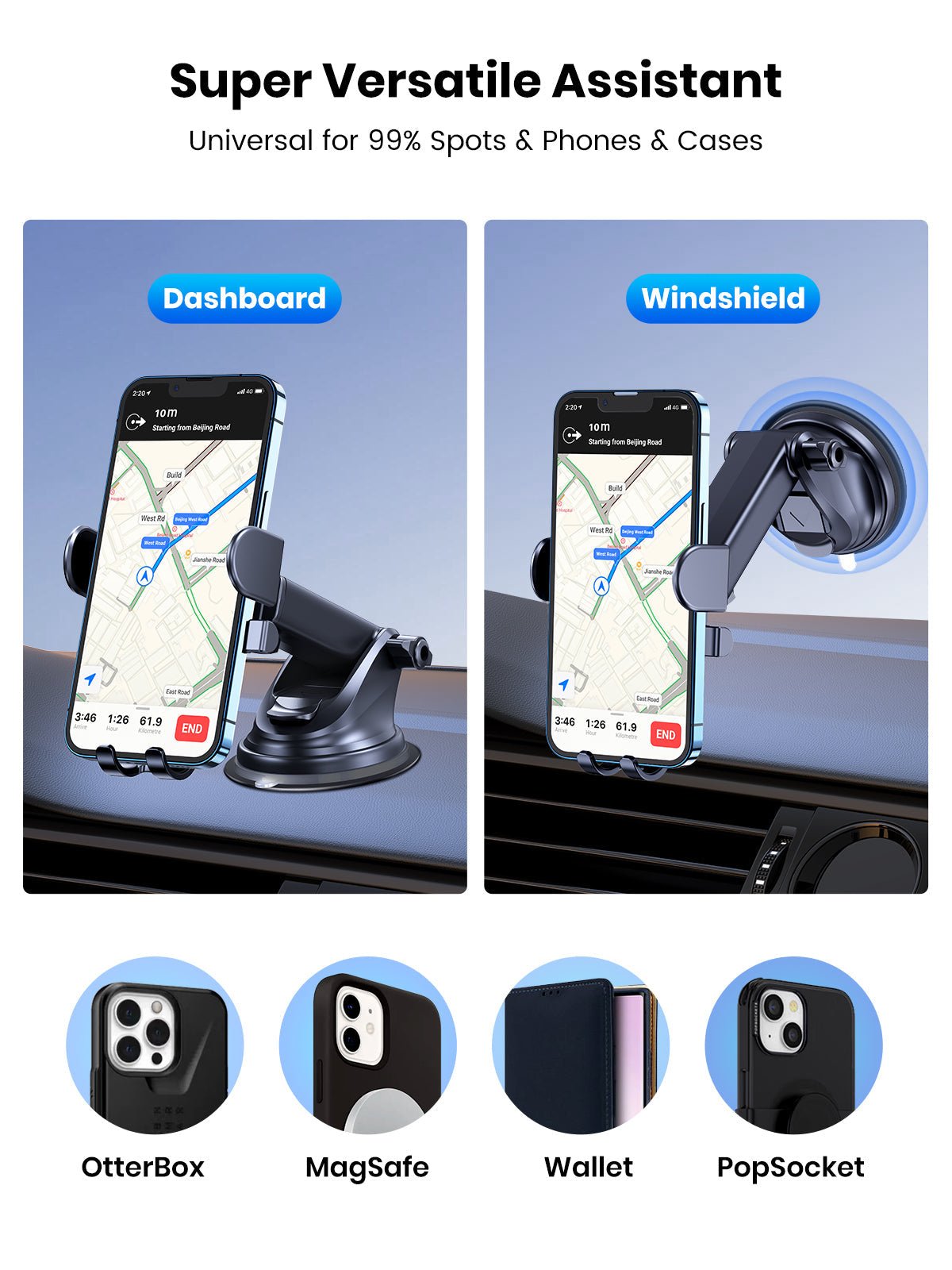 TOPK D39-G Phone Holder for Dashboard and Windshield - TOPK Official Store