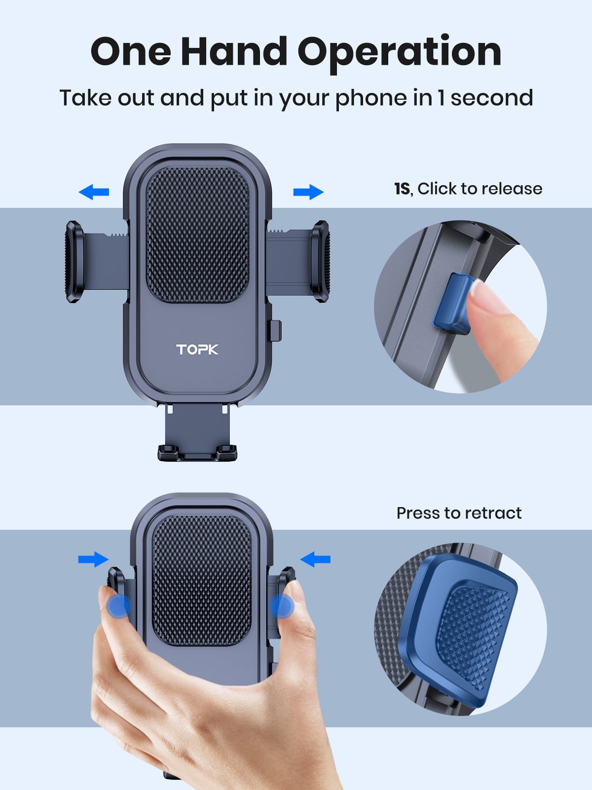 TOPK D40-G Phone Holder for Car Air Vent - TOPK Official Store