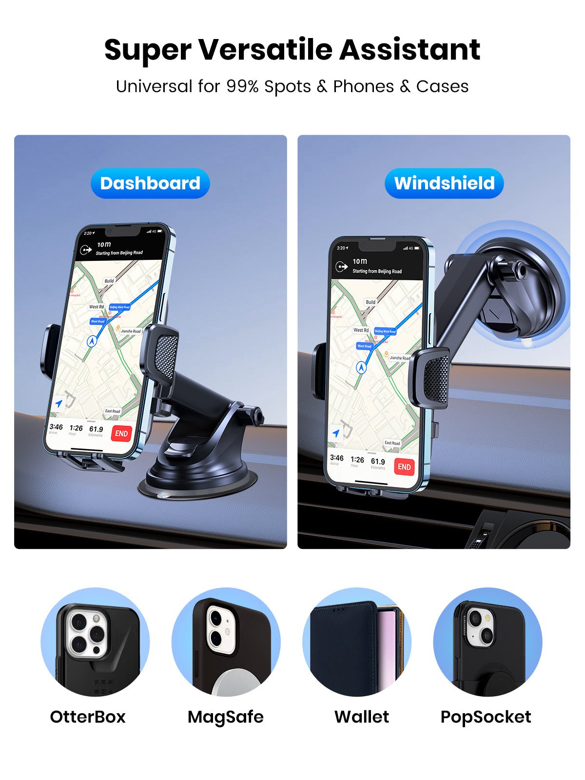 TOPK D40-X Phone Holder for Dashboard and Windshield - TOPK Official Store