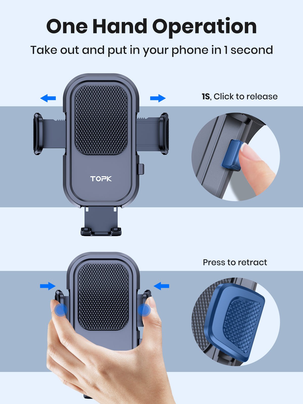 TOPK D40-X Phone Holder for Dashboard and Windshield - TOPK Official Store