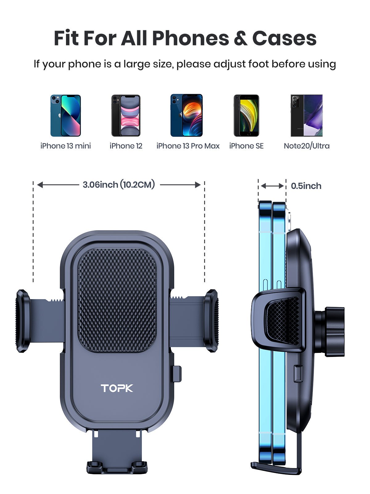 TOPK D40-X Phone Holder for Dashboard and Windshield - TOPK Official Store