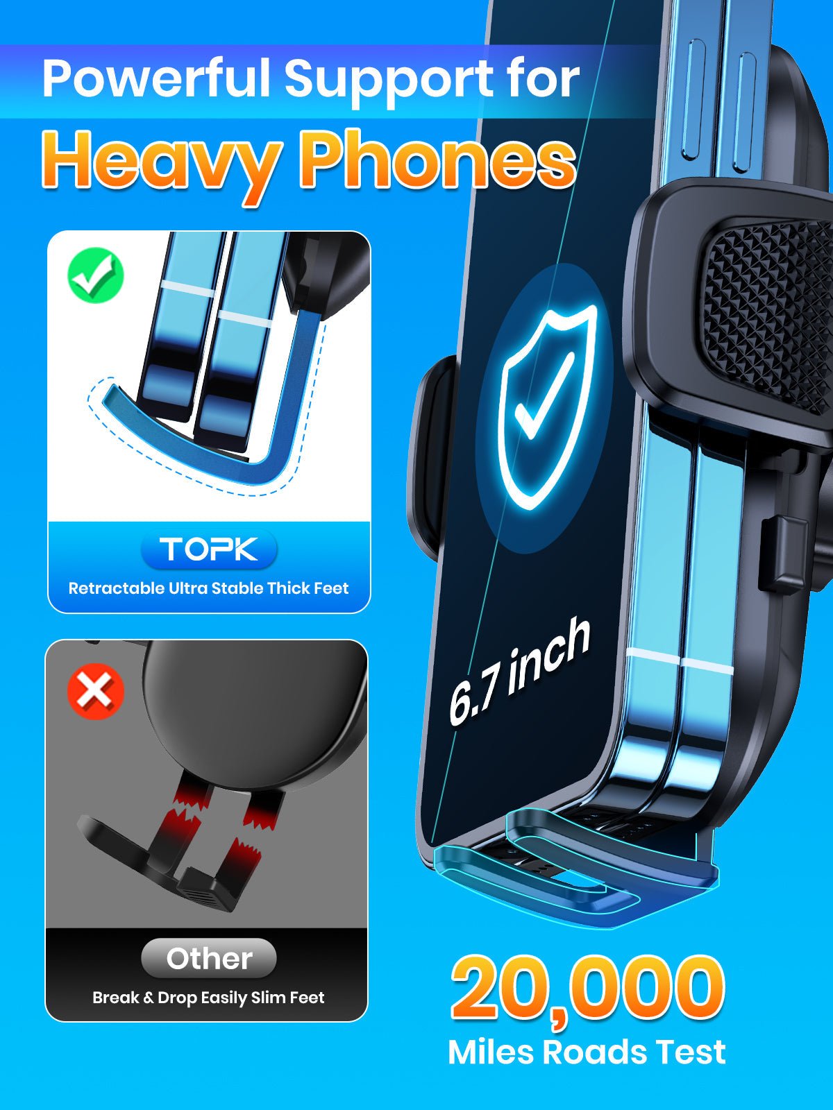 TOPK D40-Z Phone Holder for Dashboard and Car Air Vent - TOPK Official Store