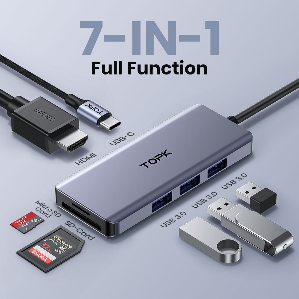 TOPK Multiport 7 in 1 with 4K HDMI USB C Hub - TOPK Official Store