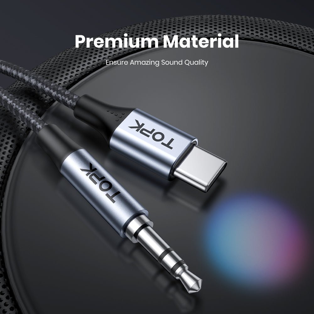 TOPK USB C to 3.5mm Audio Aux Jack Cable - TOPK Official Store